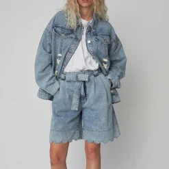 Shorts|Shorts|Barbour International Stella Nova Moon Washed Denim Shorts - DK 32/UK 6