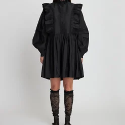 Dresses|Dresses|Toit Volant Stella Nova Slub Twill Frill Short Dress - DK 40/UK 14
