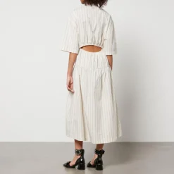 Dresses|Dresses|Ganni Stella Nova Striped Cotton-Poplin Midi Dress - DK 34/UK 8