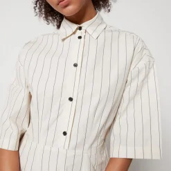 Dresses|Dresses|Ganni Stella Nova Striped Cotton-Poplin Midi Dress - DK 34/UK 8