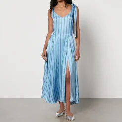 Dresses|Dresses|Ganni Stella Nova Striped Satin Dress - DK 36/UK 10