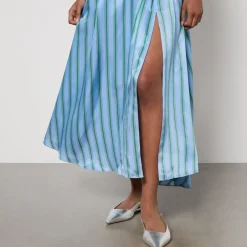 Dresses|Dresses|Ganni Stella Nova Striped Satin Dress - DK 36/UK 10