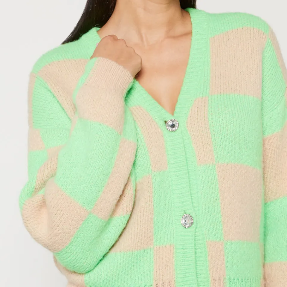 Knitwear|Stine Goya Amara Checked Intarsia-Knit Cardigan - S