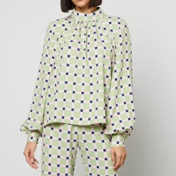 T-Shirts And Tops|Shirts And Blouses|Dr. Martens Stine Goya Ashley Checked Recycled Stretch-Cloqué Blouse - L