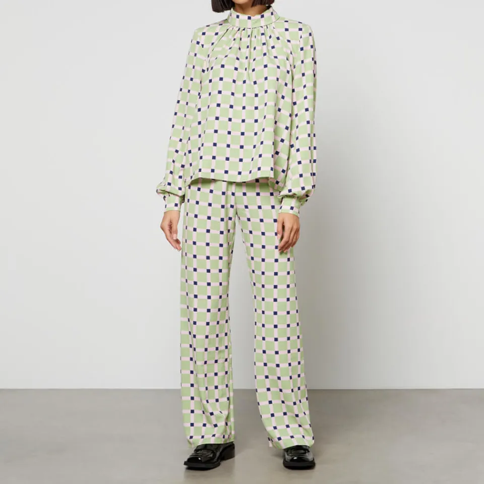 T-Shirts And Tops|Shirts And Blouses|Dr. Martens Stine Goya Ashley Checked Recycled Stretch-Cloqué Blouse - L