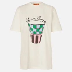 Loungewear|T-Shirts And Tops|Ganni Stine Goya Coffee Cup Exclusive Cotton-Jersey T-Shirt - XS
