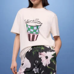 Loungewear|T-Shirts And Tops|Ganni Stine Goya Coffee Cup Exclusive Cotton-Jersey T-Shirt - XS