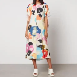 Dresses|Dresses|Cras Stine Goya Funda Floral-Print Satin Midi Dress - XS