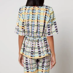 T-Shirts And Tops|Shirts And Blouses|Rotate Sunday Stine Goya Gabriel Checked Crepe Top - L