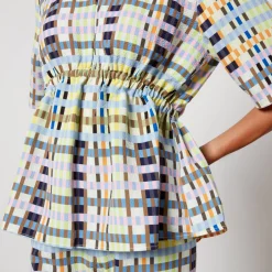 T-Shirts And Tops|Shirts And Blouses|Rotate Sunday Stine Goya Gabriel Checked Crepe Top - L
