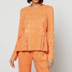 T-Shirts And Tops|Stine Goya Glory Sequined Plissé Mesh Peplum Top - S