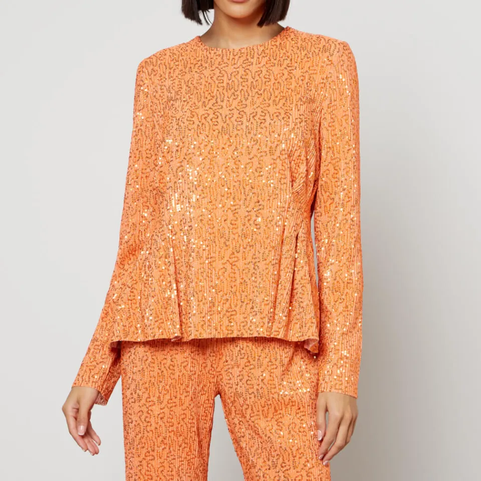 T-Shirts And Tops|Stine Goya Glory Sequined Plissé Mesh Peplum Top - S