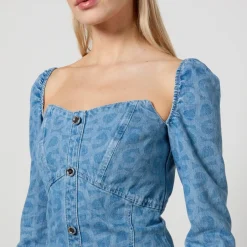 Dresses|Dresses|Good American Stine Goya Kitty Logo Denim Mini Dress - XS