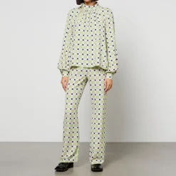 Trousers|De La Vali Stine Goya Mark Checked Recycled Stretch-Cloqué Trousers - S
