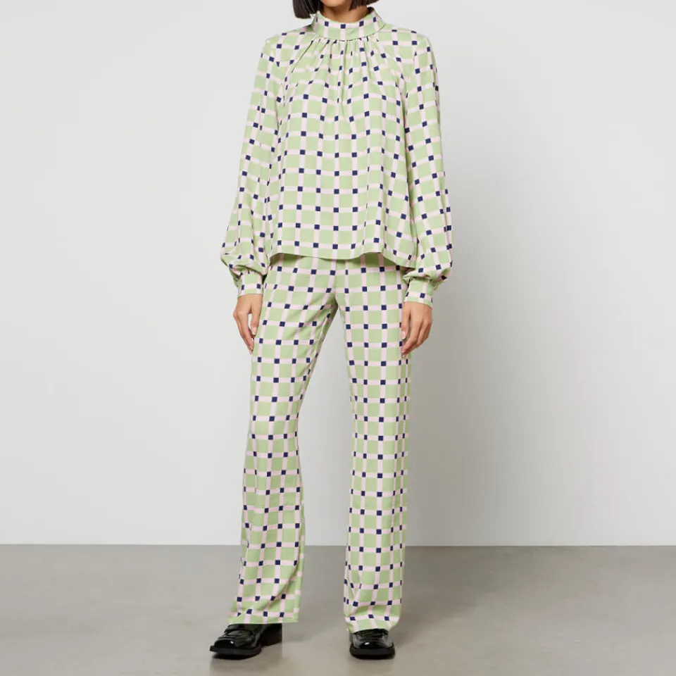 Trousers|De La Vali Stine Goya Mark Checked Recycled Stretch-Cloqué Trousers - S