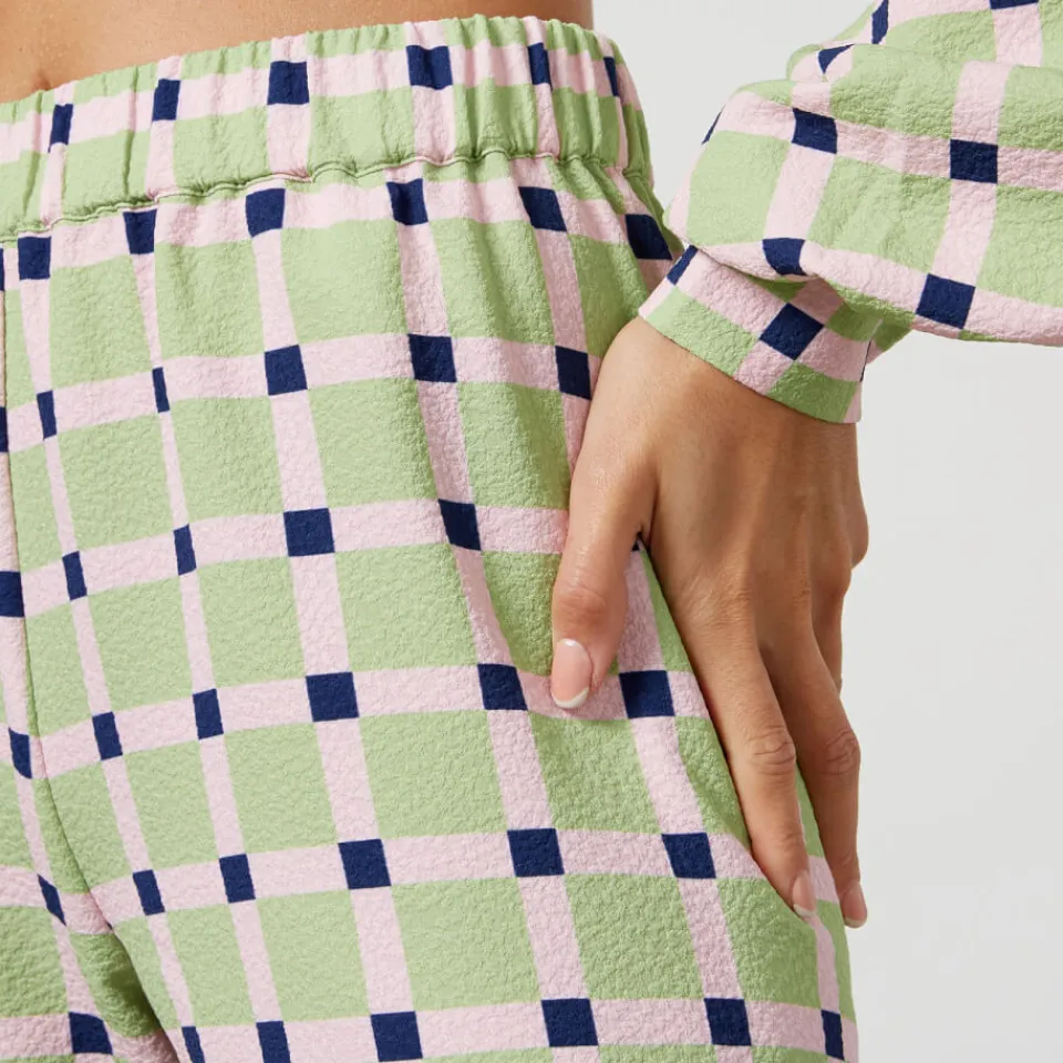 Trousers|De La Vali Stine Goya Mark Checked Recycled Stretch-Cloqué Trousers - S