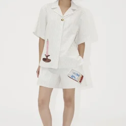 Trousers|T-Shirts And Tops|Stine Goya Organic Cotton-Poplin Bowling Shirt - M
