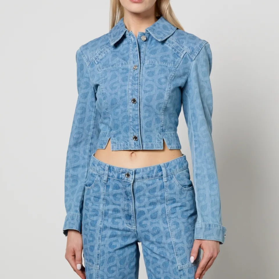 Co-Ord Sets|Jackets|Stine Goya Sammie Cropped Logo Denim Jacket - XS
