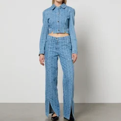 Co-Ord Sets|Jackets|Stine Goya Sammie Cropped Logo Denim Jacket - XS