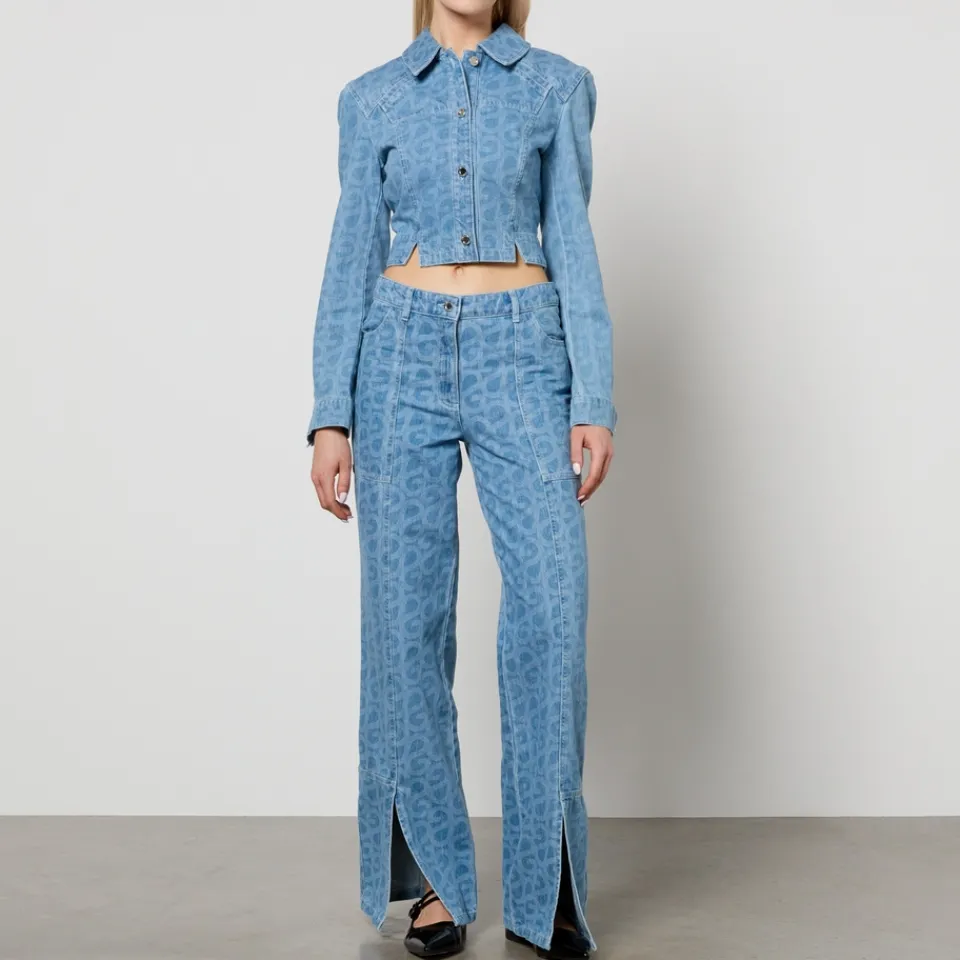 Co-Ord Sets|Jackets|Stine Goya Sammie Cropped Logo Denim Jacket - XS