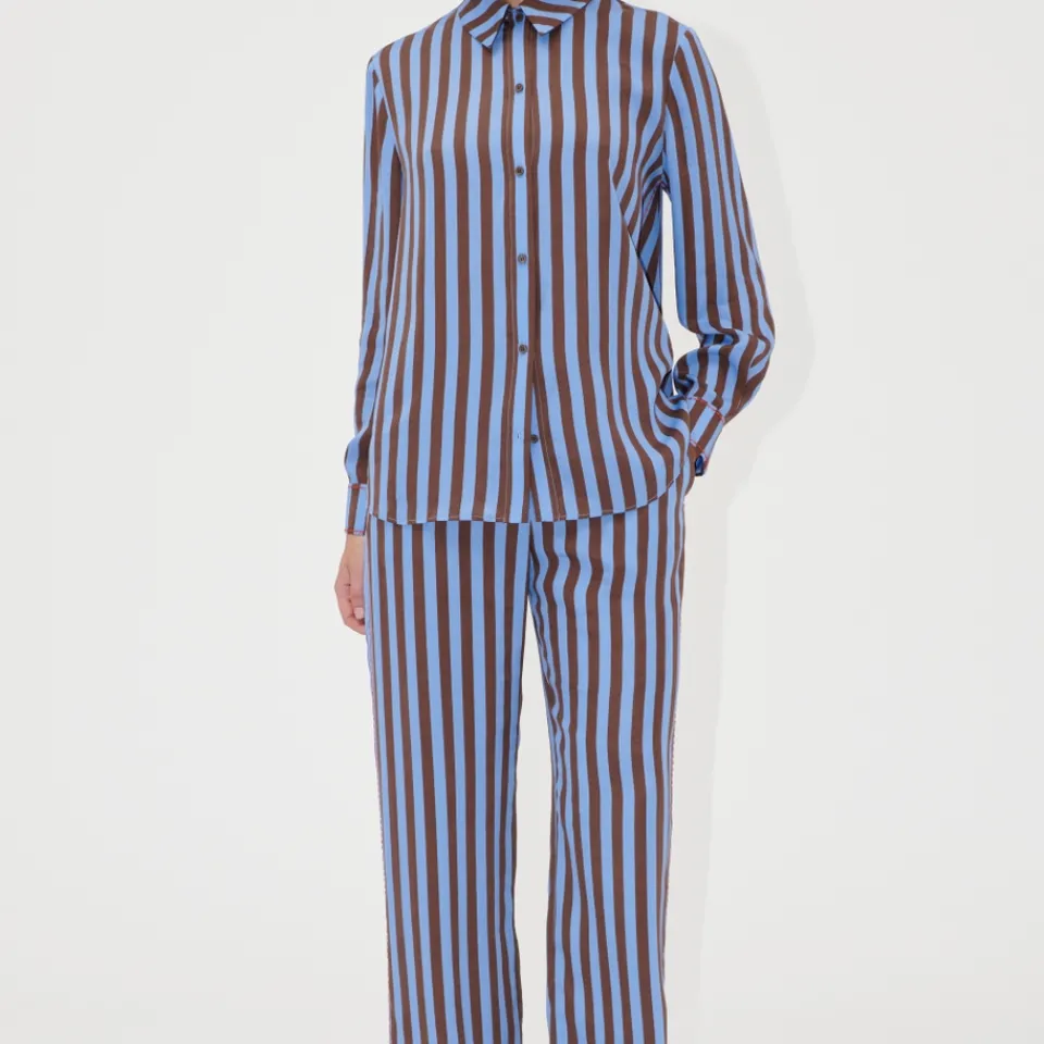 T-Shirts And Tops|Shirts And Blouses|Stine Goya Striped Satin Shirt - XS