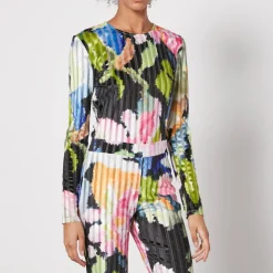 T-Shirts And Tops|Shirts And Blouses|Stine Goya Vanessa Floral-Print Devoré-Velvet Blouse - XS