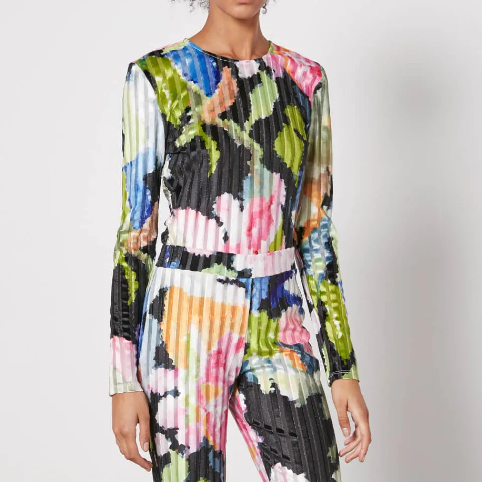 T-Shirts And Tops|Shirts And Blouses|Stine Goya Vanessa Floral-Print Devoré-Velvet Blouse - XS