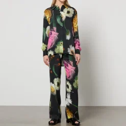 T-Shirts And Tops|Shirts And Blouses|Stine Goya Wal Floral-Print Tencel™ Lyocell-Blend Shirt - XS