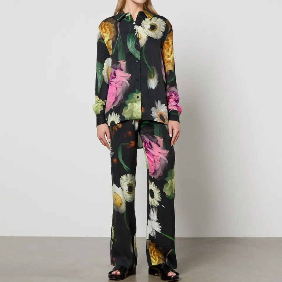T-Shirts And Tops|Shirts And Blouses|Stine Goya Wal Floral-Print Tencel™ Lyocell-Blend Shirt - XS