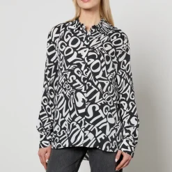 T-Shirts And Tops|Shirts And Blouses|ïn home Stine Goya Wal Monogram Print Tencel™ Lyocell-Blend Shirt - M