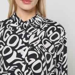 T-Shirts And Tops|Shirts And Blouses|ïn home Stine Goya Wal Monogram Print Tencel™ Lyocell-Blend Shirt - M