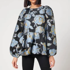 T-Shirts And Tops|Shirts And Blouses|Stine Goya Women's Jenny Organza Top - Flower Foliage Gold - M
