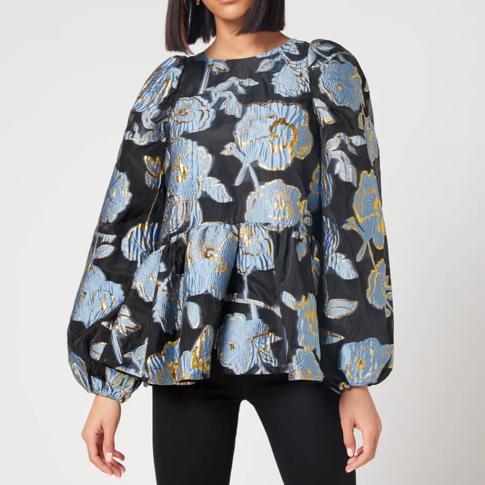 T-Shirts And Tops|Shirts And Blouses|Stine Goya Women's Jenny Organza Top - Flower Foliage Gold - M