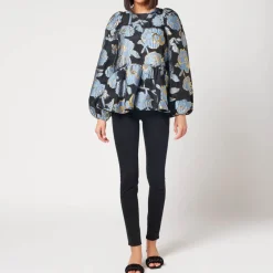 T-Shirts And Tops|Shirts And Blouses|Stine Goya Women's Jenny Organza Top - Flower Foliage Gold - M