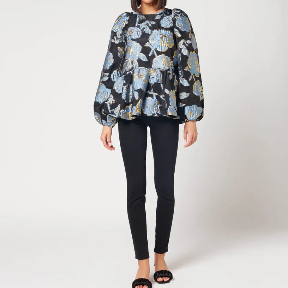 T-Shirts And Tops|Shirts And Blouses|Stine Goya Women's Jenny Organza Top - Flower Foliage Gold - M