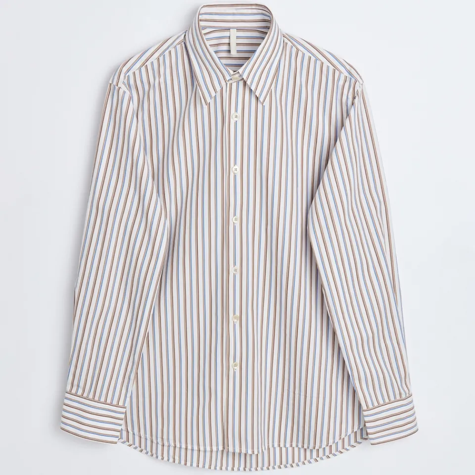 Shirts|Shirts|Sunflower Base Striped Cotton-Poplin Shirt - M