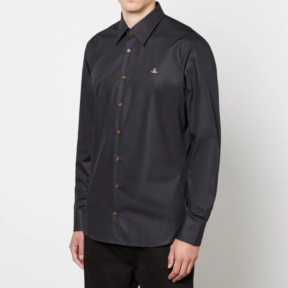 Shirts|Shirts|Vivienne Westwood Ghost Logo-Embroidered Cotton-Poplin Shirt - IT 46/S