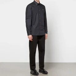Shirts|Shirts|Vivienne Westwood Ghost Logo-Embroidered Cotton-Poplin Shirt - IT 46/S