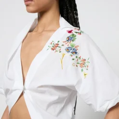 T-Shirts And Tops|Shirts And Blouses|Dr. Martens Vivienne Westwood Natalia Floral-Embroidered Cotton-Poplin Shirt - UK 6