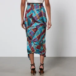 Skirts|Skirts|Vivienne Westwood Tartan Side Panther Matte-Satin Skirt - IT 44/UK 12