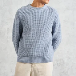Knitwear|NN.07 Wax London Wilde Crewneck Waffle-Knit Jumper - M