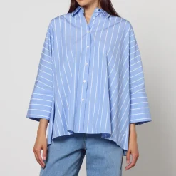 T-Shirts And Tops|Shirts And Blouses|Dr. Martens Weekend Max Mara Hudson Striped Cotton-Poplin Shirt - UK 6